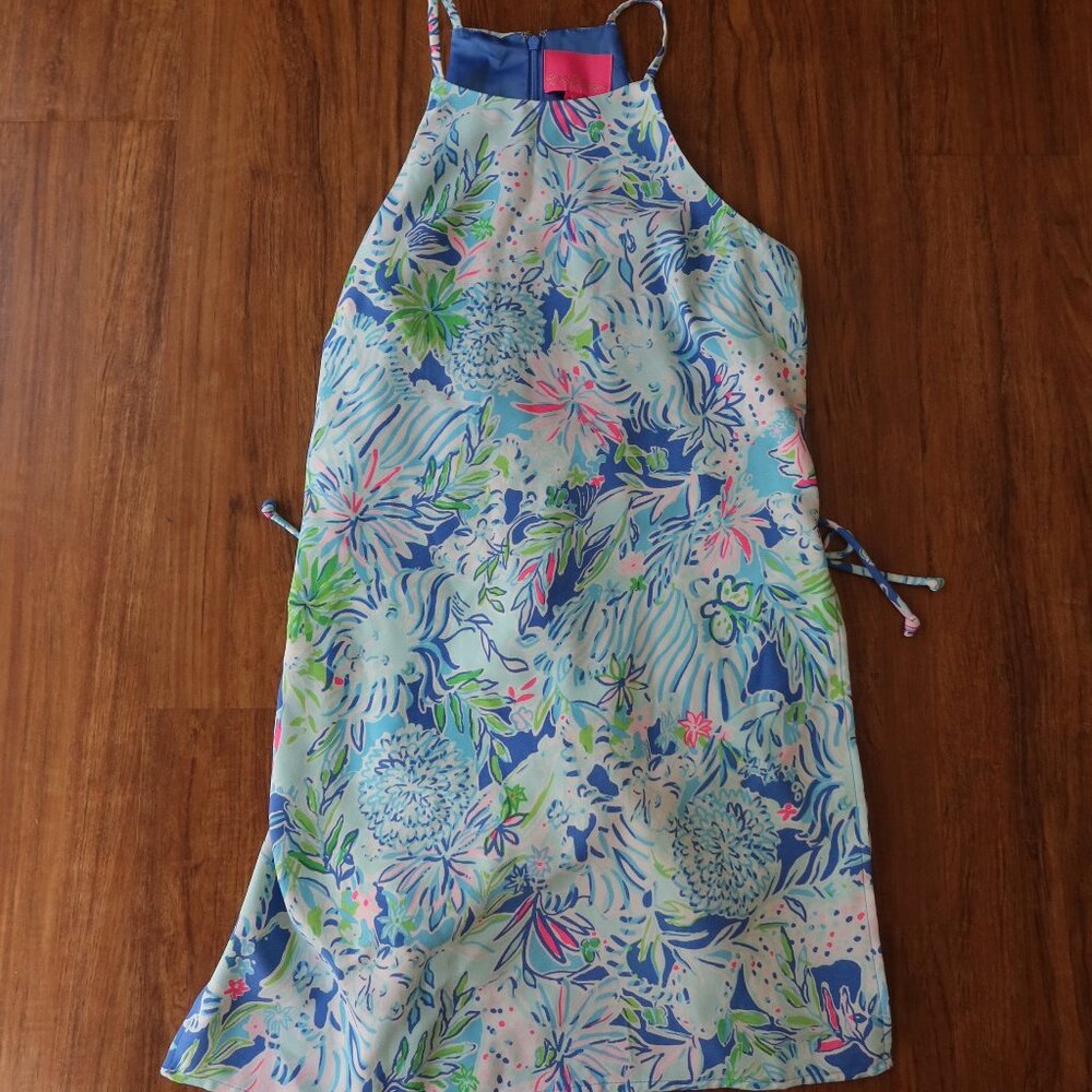 Lilly Pulitzer Pearl Romper in Coastal Blue Lion Size 4